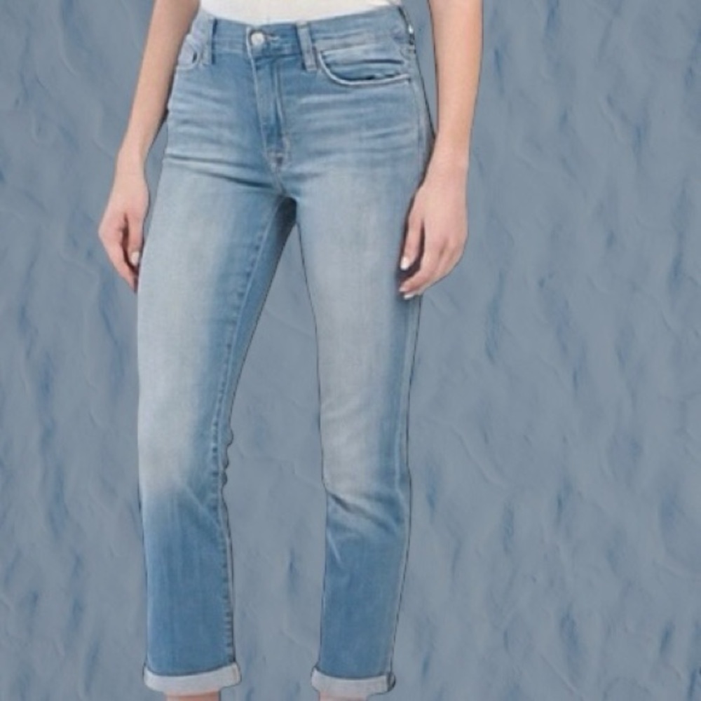 Hudson Jeans ‘Blair’ High Rise Straight Leg Cropped Jeans in Medium Blue Wash 27 - Picture 3 of 16